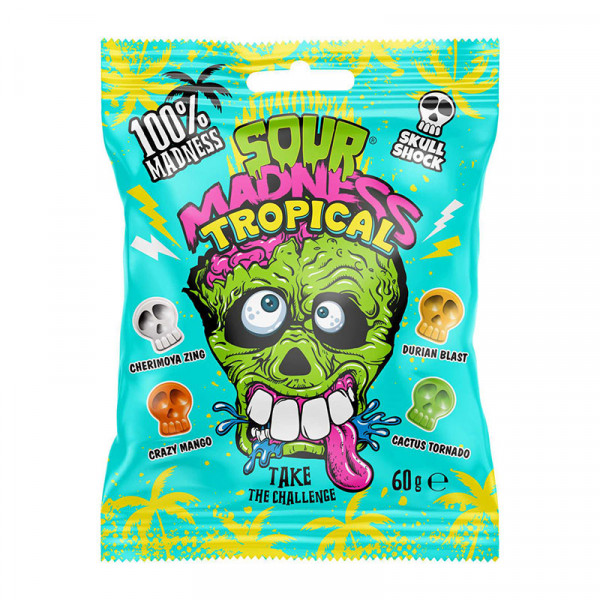 Καραμέλες Sour Madness Tropical 60γρ.